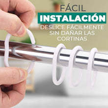 Cargar imagen en el visor de la galería, Anillo de ducha en forma C ,ganchos de plástico tipo C para Cortina de ducha de baño, ganchos de revestimiento. Blanco-Negro