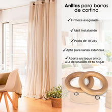 Cargar imagen en el visor de la galería, Anillas de Cortina de Madera con Gancho de Acero- Madera