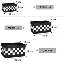 Cargar imagen en el visor de la galería, Pack de 3 Cajas de Almacenaje Decorativas- Blanco-Negro