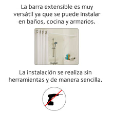 Cargar imagen en el visor de la galería, Barra extensible de aluminio para armario y cortina de ducha - 140 a 260 cm Blanco