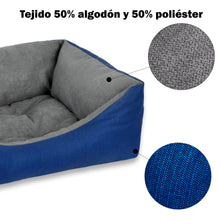 Cargar imagen en el visor de la galería, Cama para mascotas rellena de fibra - Azul - Pequeña