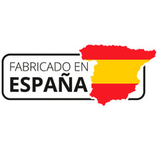 Cargar imagen en el visor de la galería, Certificado de fabricación en España de las cortina con filo de PVC para puertas de interior o exterior, modelo Kalia, en color blanco y transparente