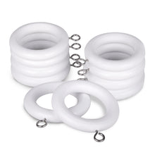 Cargar imagen en el visor de la galería, Anillas de Cortina de Madera con Gancho de Acero- Blanco