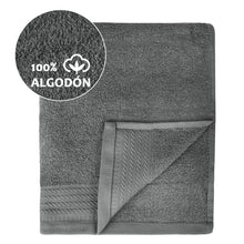 Cargar imagen en el visor de la galería, Juego de Toallas 100% Algodón de 500gsm.2Baño+2Mano+2Bide, Gris Oscuro