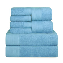 Cargar imagen en el visor de la galería, Juego de Toallas 100% Algodón de 500gsm.2Baño+2Mano+4Bide, Celeste