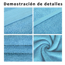 Cargar imagen en el visor de la galería, Juego de Toallas 100% Algodón de 500gsm. 2Mano+ 2Bidé, Celeste