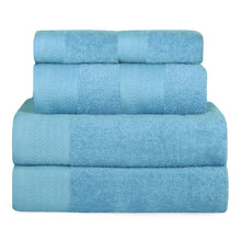 Cargar imagen en el visor de la galería, Juego de Toallas 100% Algodón de 500gsm.2Baño+2Mano+2Bide, Celeste