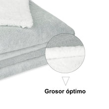 Cargar imagen en el visor de la galería, Manta reversible para sofá o cama de borreguito y franela- Grisaceo