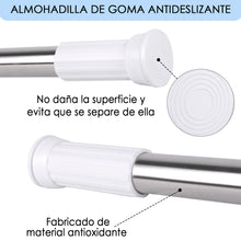 Cargar imagen en el visor de la galería, Barra extensible de aluminio para armario y cortina de ducha - 140 a 260 cm Plateado