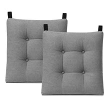 Cargar imagen en el visor de la galería, Cojines para Silla de 40x40x8cm Acolchados con Cintas de Sujeción Antideslizantes- Gris

