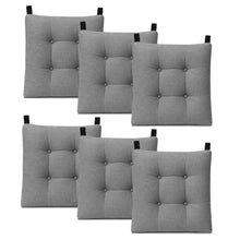 Cargar imagen en el visor de la galería, Cojines para Silla de 40x40x8cm Acolchados con Cintas de Sujeción Antideslizantes- Gris
