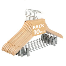 Cargar imagen en el visor de la galería, Perchas de Madera con Pinzas y Muescas Antideslizantes- Madera
