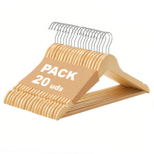 Cargar imagen en el visor de la galería, Perchas de Madera Natural con Barra Antideslizante- Madera
