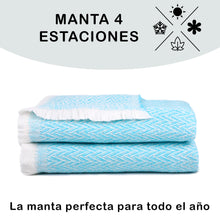 Cargar imagen en el visor de la galería, Manta o Colcha 4 Estaciones de Algodón- Azul
