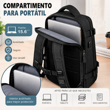 Cargar imagen en el visor de la galería, Mochila de Viaje 40x20x25cm Equipaje de Mano con Puerto USB- Negro
