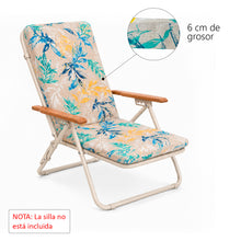 Cargar imagen en el visor de la galería, Cojín Tumbona Colchón 120x55x6cm . Ideal para Jardín, Piscina, Terraza- Hojas Mix
