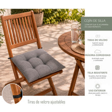 Cargar imagen en el visor de la galería, Cojines para Silla de 40x40x8cm Acolchados con Cintas de Sujeción Antideslizantes- Gris
