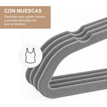 Cargar imagen en el visor de la galería, Perchas de Terciopelo Antideslizantes con Ranura- Gris
