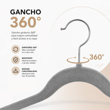 Cargar imagen en el visor de la galería, Perchas de Terciopelo Antideslizantes con Ranura- Gris
