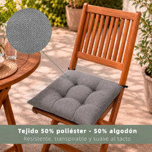 Cargar imagen en el visor de la galería, Cojines para Silla de 40x40x8cm Acolchados con Cintas de Sujeción Antideslizantes- Gris
