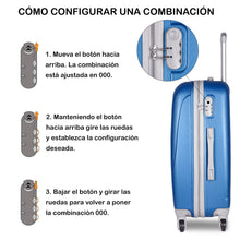 Cargar imagen en el visor de la galería, Juego de 3 Maletas de Viaje Cabina, Mediana y Grande de ABS - Azul
