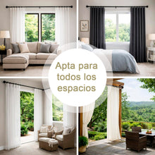 Cargar imagen en el visor de la galería, Barra de Cortina Extensible de Metal de Ø19 mm, Juego Ajustable con Soportes Extensibles- Negro

