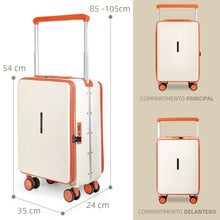 Cargar imagen en el visor de la galería, Maleta de Cabina 54x24x35cm de Polipropileno, Abertura Superior y Cerradura TSA - Hueso
