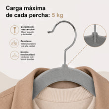Cargar imagen en el visor de la galería, Perchas de Terciopelo Antideslizantes con Ranura- Gris
