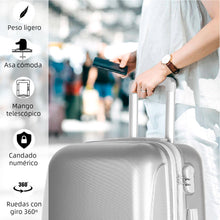 Cargar imagen en el visor de la galería, Juego de 3 Maletas de Viaje Cabina, Mediana y Grande de ABS - Gris
