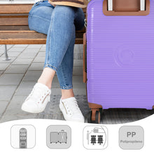 Cargar imagen en el visor de la galería, Maleta de Viaje de Cabina de Polipropileno, Ruedas Dobles 360º- Lila

