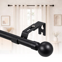 Cargar imagen en el visor de la galería, Barra de Cortina Extensible de Metal de Ø19 mm, Juego Ajustable con Soportes Extensibles- Negro
