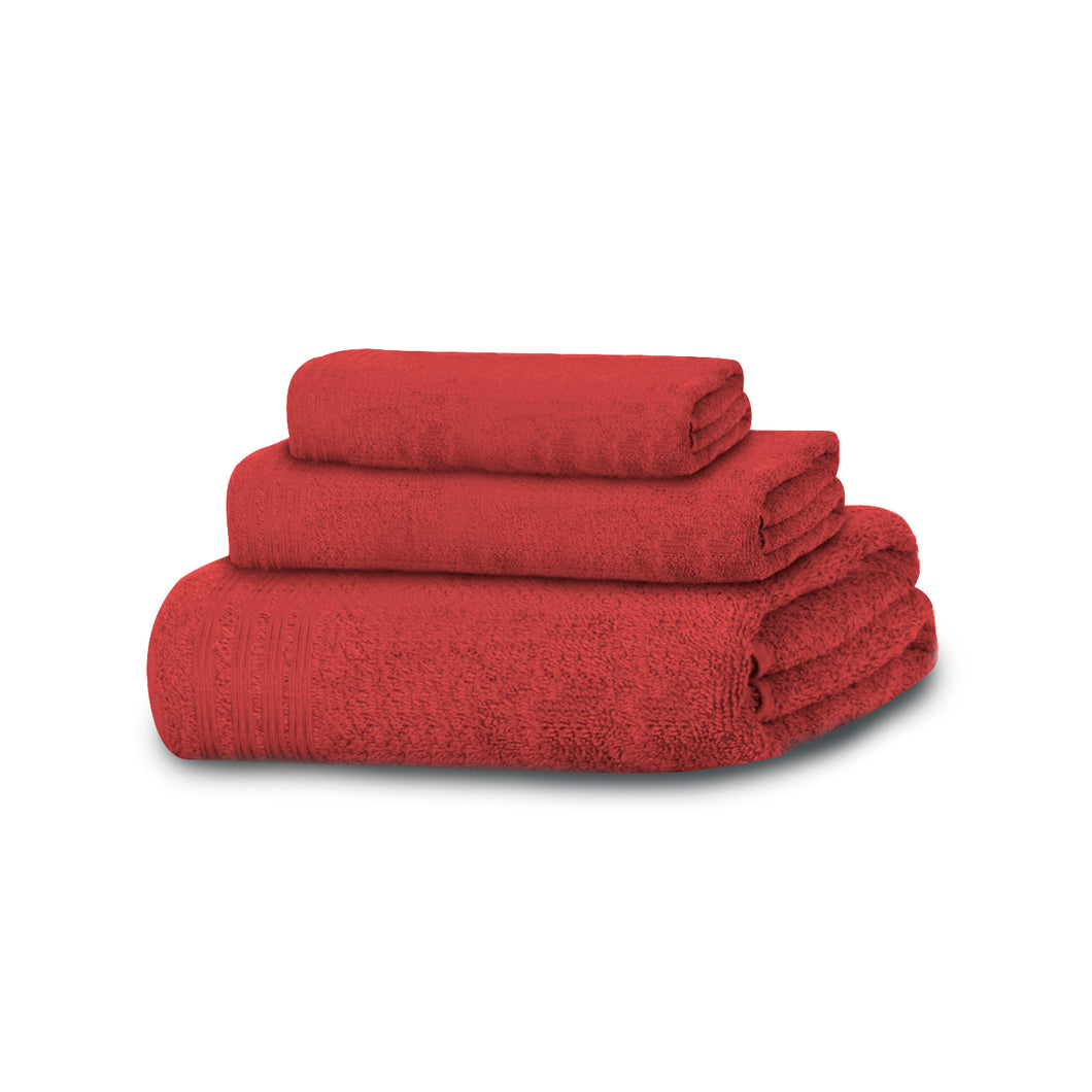 Juego de 3 Toallas 100% Algodón de 450gsm- Rojo