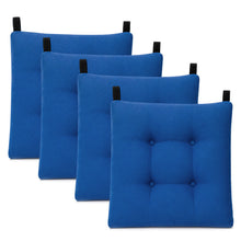 Cargar imagen en el visor de la galería, Cojines para Silla de 40x40x8cm Acolchados con Cintas de Sujeción Antideslizantes-Azul
