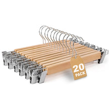 Cargar imagen en el visor de la galería, Perchas Pantalones con Clips Antideslizantes y Almohadillas- Madera
