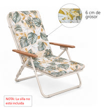 Cargar imagen en el visor de la galería, Cojín Tumbona Colchón 120x55x6cm . Ideal para Jardín, Piscina, Terraza- Hojas
