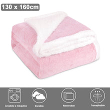 Cargar imagen en el visor de la galería, Manta reversible para sofá o cama de borreguito y franela- Rosa
