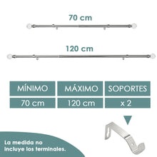 Cargar imagen en el visor de la galería, Barra De Cortinas Universal Extensible Acero Bola Cristal. Plata
