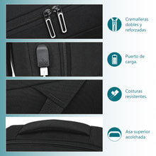 Cargar imagen en el visor de la galería, Mochila Casual Adulto, Estudiante 44x12x31cm con Puerto USB- Negro

