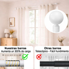 Cargar imagen en el visor de la galería, Barra de Cortina Extensible de Metal de Ø19 mm, Juego Ajustable con Soportes Extensibles- Blanco
