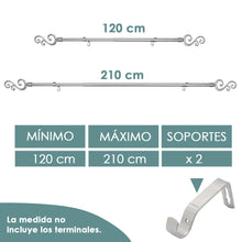 Cargar imagen en el visor de la galería, Barra De Cortinas Universal Extensible Metal Forma S- Gris
