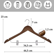 Cargar imagen en el visor de la galería, Perchas de Madera con Pinzas y Muescas Antideslizantes-Marrón
