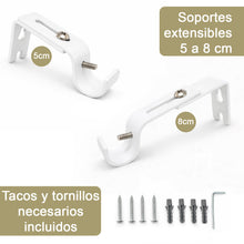 Cargar imagen en el visor de la galería, Barra de Cortina Extensible de Metal de Ø19 mm, Juego Ajustable con Soportes Extensibles- Blanco
