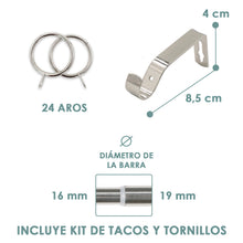 Cargar imagen en el visor de la galería, Barra De Cortinas Universal Extensible Acero Taza. Plata
