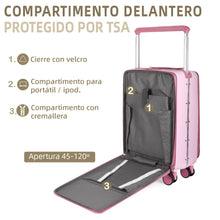 Cargar imagen en el visor de la galería, Maleta de Cabina 54x24x35cm de Polipropileno, Abertura Superior y Cerradura TSA - Rosa
