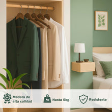 Cargar imagen en el visor de la galería, Perchas de Madera Natural con Barra Antideslizante- Marrón
