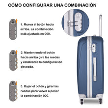 Cargar imagen en el visor de la galería, Juego de 3 Maletas de Viaje Cabina, Mediana y Grande de ABS - Azul Marino
