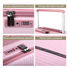 Cargar imagen en el visor de la galería, Maleta de Cabina 54x24x35cm de Polipropileno, Abertura Superior y Cerradura TSA - Rosa
