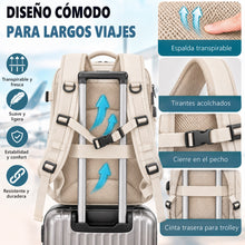 Cargar imagen en el visor de la galería, Mochila de Viaje 40x20x25cm Equipaje de Mano con Puerto USB- Beige
