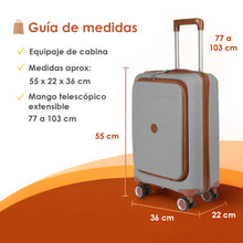 Cargar imagen en el visor de la galería, Maleta de Cabina 55x22x36cm de Polipropileno con Cerradura TSA - Gris

