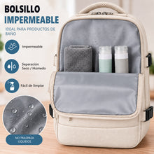 Cargar imagen en el visor de la galería, Mochila de Viaje 40x20x25cm Equipaje de Mano con Puerto USB- Beige
